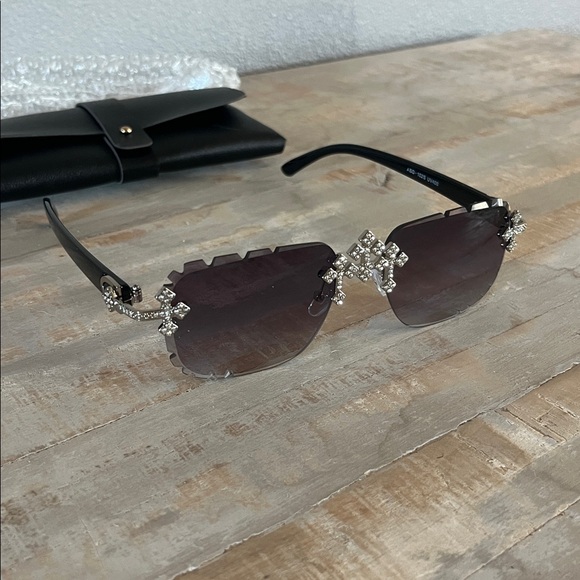 Iced Triple Cross Sunglasses - Smoke Lens - Picture 3 of 7